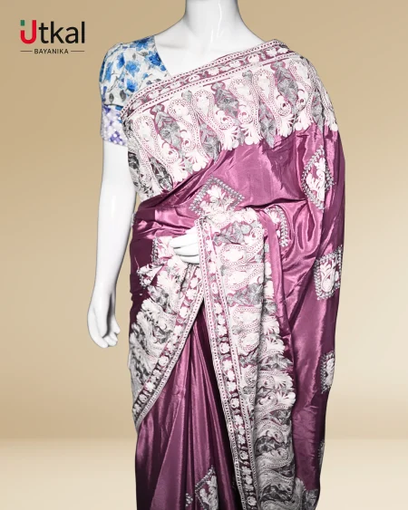 Purple Coloured Embroidery Saree