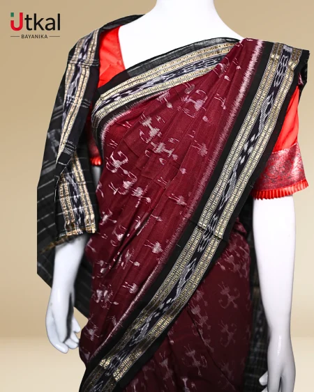 Jaal Pattern Sambalpuri Ikat Saree.