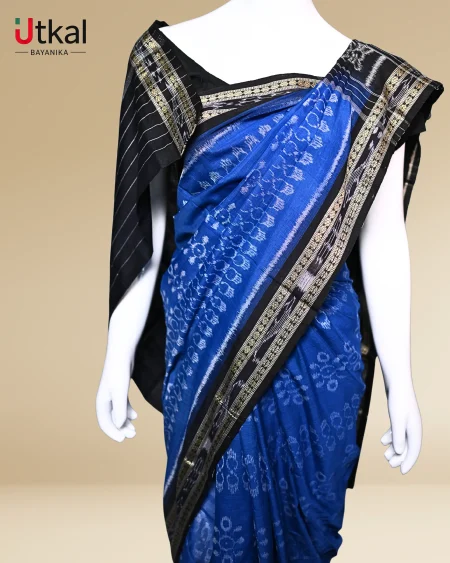 Black and Blue Bandha Kala Ikat Saree.